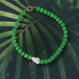Grüne Perlenkette mit Perlen-Anhänger | Sommerkollektion