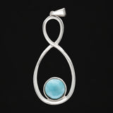 Omega Point | Handgefertigter Larimar Anhänger aus 925 Sterling Silber | Unikat aus der Dominikanischen Republik