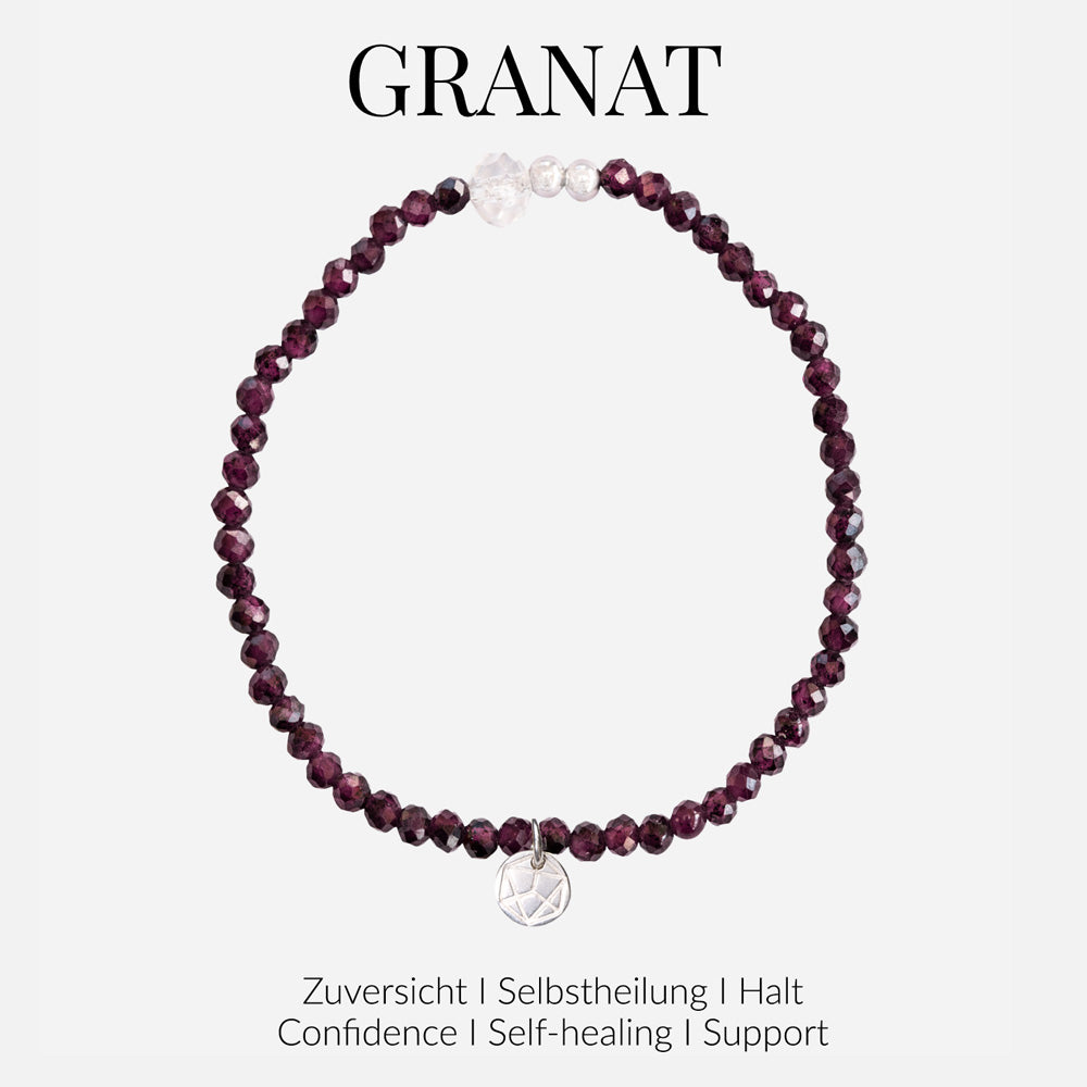 Granat Kristallarmband – stilvolles Accessoire für jeden Look.