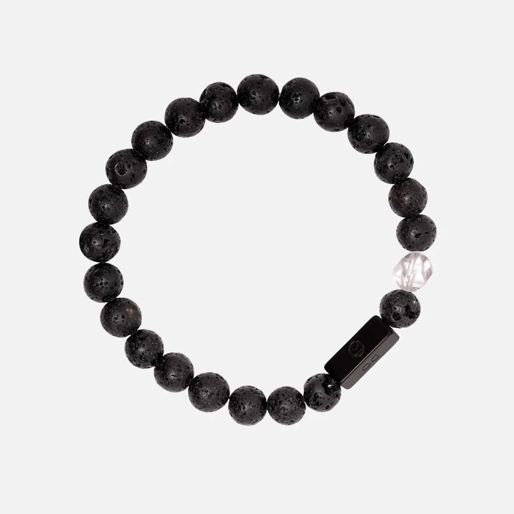 LAVA STONE - Männer Armband auf weißem Hintergrund, stilvolles natürliches Lavasteinarmband für Herren.