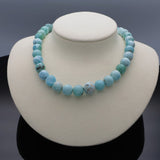 Larimar Perlenkette | Hochwertige Edelsteinkette Unikat aus der Dominikanischen Republik