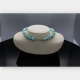 Larimar Perlenkette | Hochwertige Edelsteinkette Unikat aus der Dominikanischen Republik