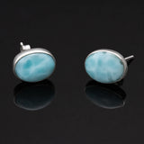 Larimar Ohrstecker aus 925 Sterling Silber | Unikat aus der Dominikanischen Republik