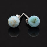 Larimar Perlenform Ohrstecker  aus 925 Sterling Silber | Unikat aus der Dominikanischen Republik
