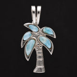 Handgefertigter Larimar Palme Anhänger aus 925 Sterling Silber | Unikat aus der Dominikanischen Republik