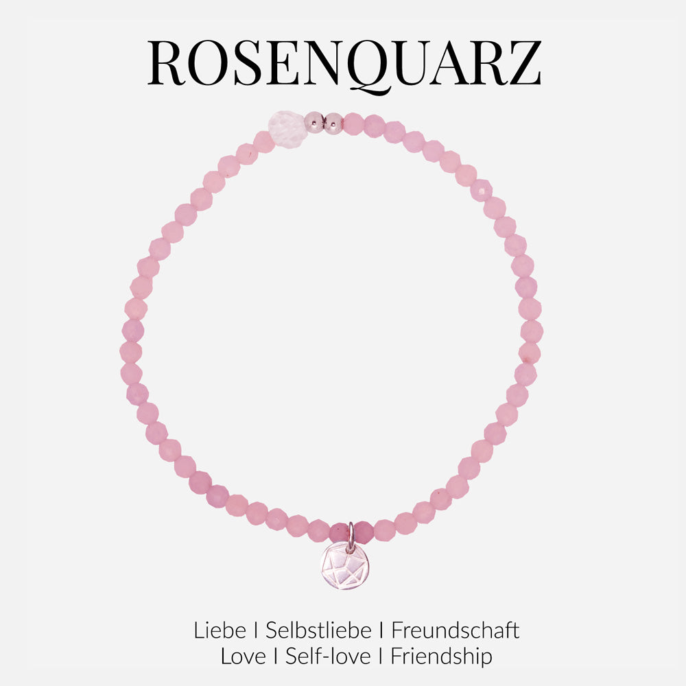 Rosenquarz Kristallarmband – elastisch und stilvoll, perfekt für jeden Anlass.