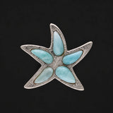 Handgefertigter Larimar Seestern Anhänger aus 925 Sterling Silber | Unikat aus der Dominikanischen Republik