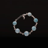 Larimar Armband mit 925 Sterling Silber | Handgefertigtes Unikat aus der Dominikanischen Republik