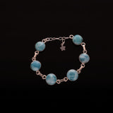 Larimar Armband mit 925 Sterling Silber | Handgefertigtes Unikat aus der Dominikanischen Republik
